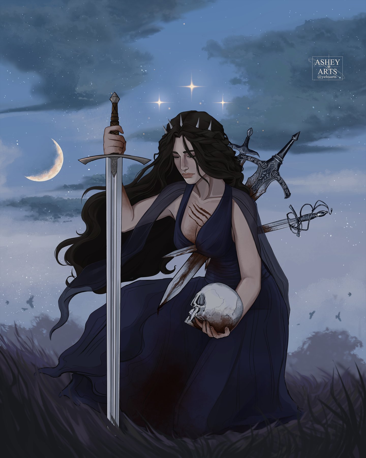 Daughter of Darkness — fantasy illustration by Ashey Arts
